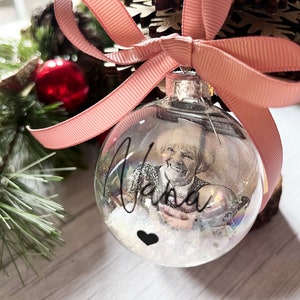 Personalised Glass Memorial Bauble – Translucent Photo Remembrance Ornament – In Memory Christmas Decoration Keepsake