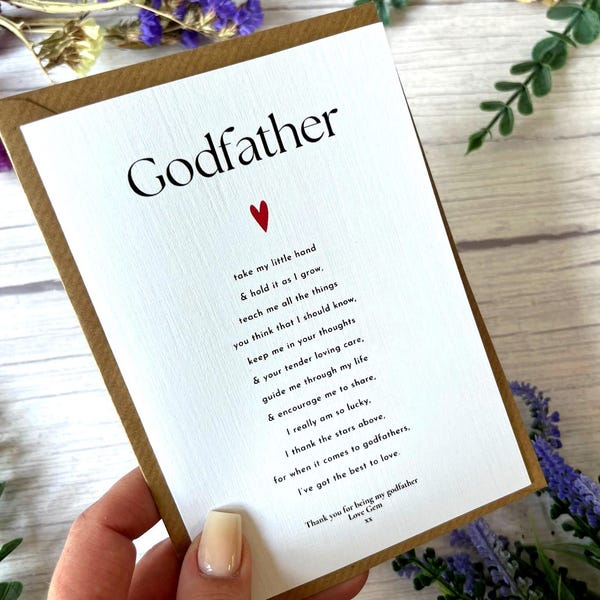 Personalisierte Pate Gedicht Karte - Taufe, Taufgeschenk