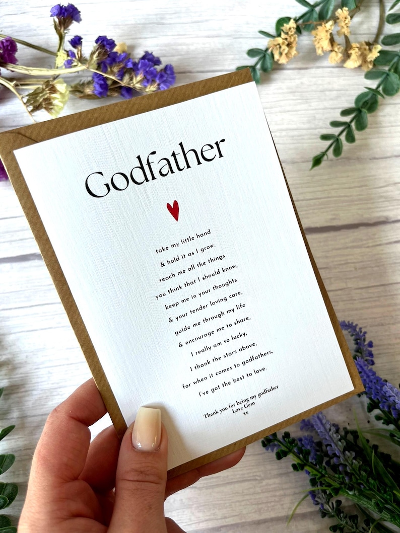 Personalised Godfather Poem Card – Christening, Baptism Gift - Etsy