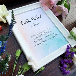 Nana/Grandma Poem Print with Frame - Perfect Birthday or Christmas Present