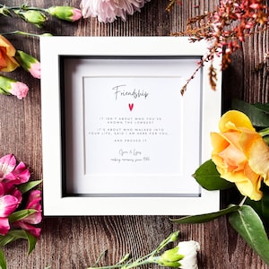Personalised Friendship Frame Keepsake. Cute Best Friend Poem/Quote. Perfect for Friendship Anniversary Gift or Birthday/Christmas Present