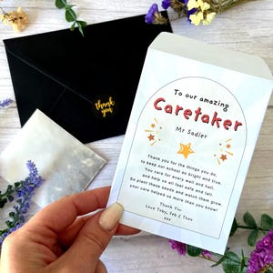 Paquet de graines de remerciement personnalisé pour le gardien - Cadeau de fin d'année - Reconnaissance de l'école - Graines de fleurs sauvages - Alternative à la carte