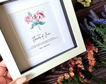 Personalised June Birth Flower Print | Rose & Honeysuckle Botanical Art