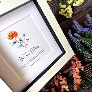 Personalised Marigold Birthday Flower Print | October Birthday Gift | Botanical Wall Art with Meaning | Thoughtful Present for Her