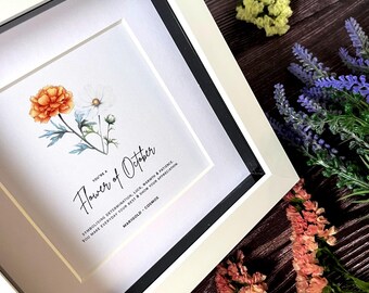 Personalised Marigold Flower Print | October Birthday Gift