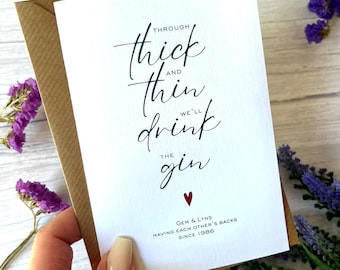 Funny Gin Friendship Card – Personalized Best Friend Gift