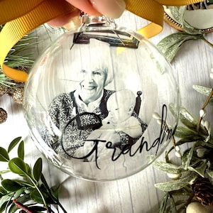 Personalised Glass Memorial Bauble – Translucent Photo Remembrance Ornament – In Memory Christmas Decoration Keepsake