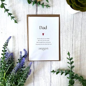 Cartão personalizado para o pai – Cartão com poema para o dia dos pais do filho ou da filha – Lembrança sentimental para aniversário ou agradecimento