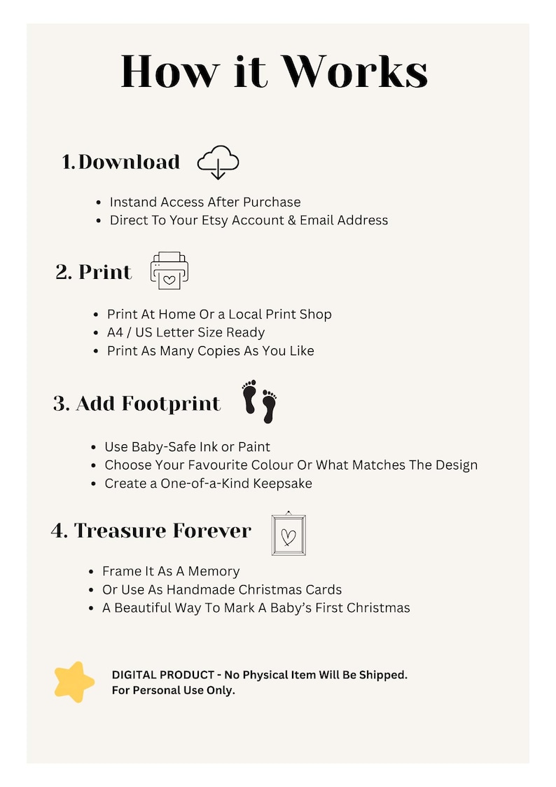 Baby's First Christmas Footprint Art – Keepsake Card Set (Digital Download) image 3