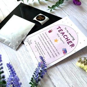 Personalisierte Lehrer Samen Paket - Ende des Schuljahres Dankeschön - Wildblumensamen - Lehrer Wertschätzung - Kartenalternative. Rosa