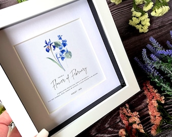 Personalised February Birth Flower Print | Botanical Violet Art