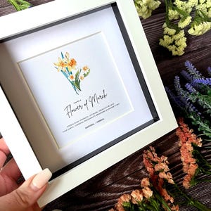 Personalised Daffodil Birthday Flower Print | March Birthday Gift | Botanical Wall Art with Meaning | Thoughtful Present for Her