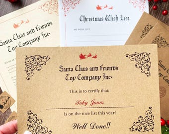 Carta personalizada para o Papai Noel e certificado de bom comportamento | Lembrança de Natal