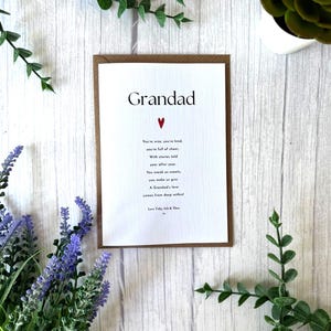 Personalisierte Grandad-Karte - Vatertag oder Geburtstagsgedichtkarte von Enkelkindern - Andenken Danke Geschenk