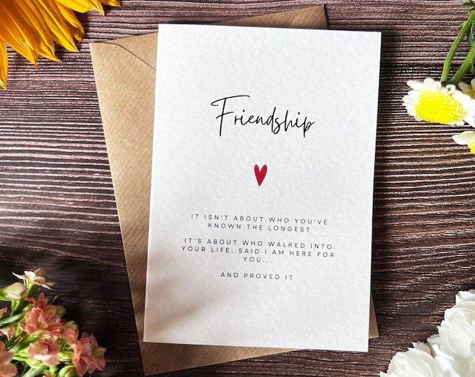 Personalised Friendship Poem Card - Anniversary, Birthday, or Christmas