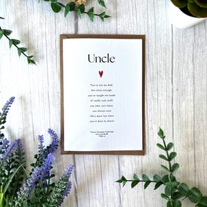 Cartão de tio personalizado – Cartão com poema divertido e significativo de sobrinha ou sobrinho – Presente de agradecimento para aniversário, dia dos pais ou apenas porque sim