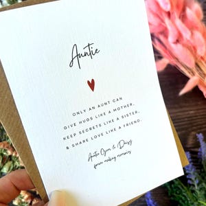 Leuke gepersonaliseerde tantekaart met prachtig gedicht - perfect voor tante op haar verjaardag | Moederdag | Kerstmis. Van nichtje | Neefje