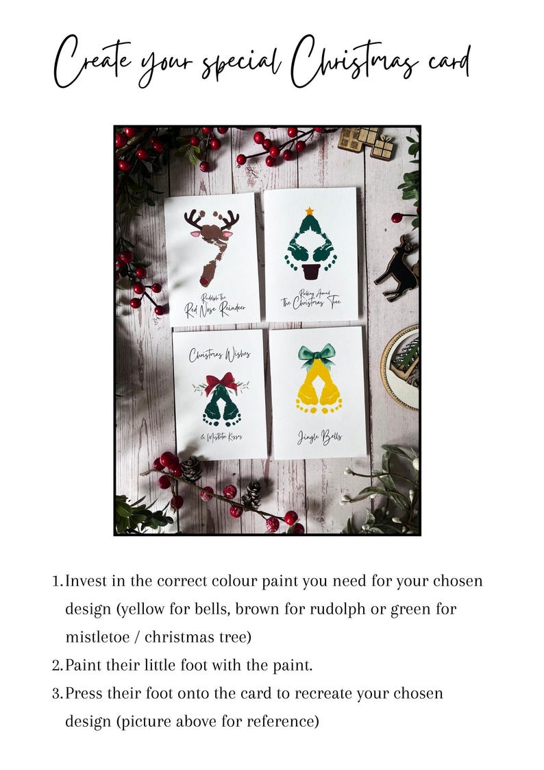 Baby's First Christmas Footprint Art – Keepsake Card Set (Digital Download) image 8