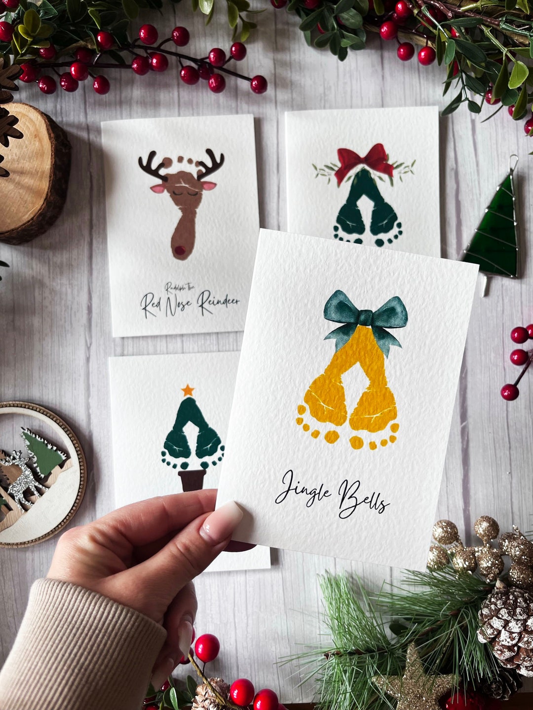 Personalised Baby Footprint Christmas Card My First Christmas Etsy UK
