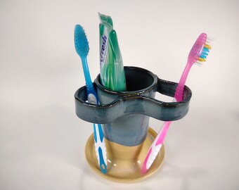 New Habitat Cream SesameeTumbler Desk Tidy Pen Pot Toothbrush Holder 
