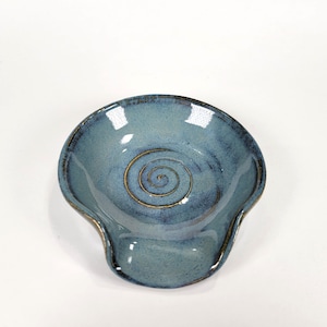 blue spoon rest, spoon rest, pottery spoon rest