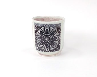 lace mug, porcelain mug, one of a kind mug