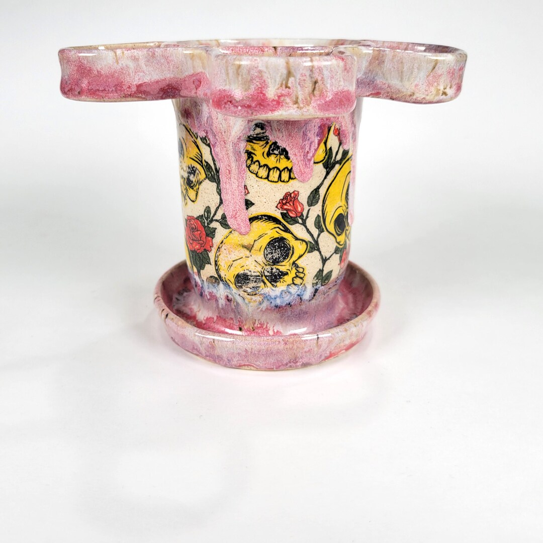 Skulls and Roses Toothbrush Holder, Gothic Toothbrush Holder, Bathroom