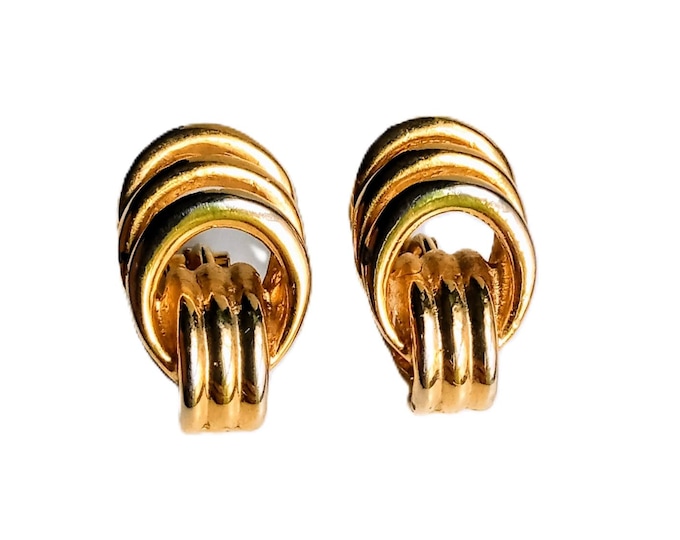 Vintage 80s Golden Twisted Earrings - Timeless French Retro Jewel - Elegant Women’s Gift