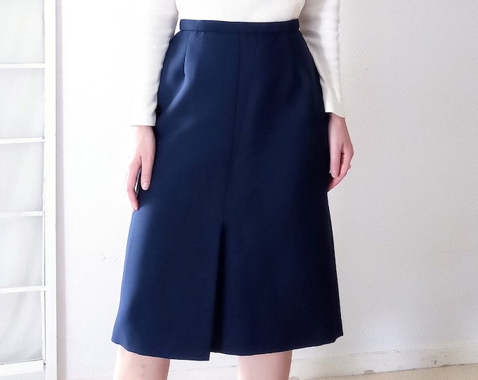 Vintage 1970's T40 handmade blue navy fall trapeze skirt//Vintage 1970's L handmade blue navy fall trapeze skirt