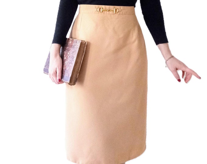 Jupe Rétro Hiver Grande Taille Laine Pêche – Style Années 50 – Vintage Années 80 –T48/50