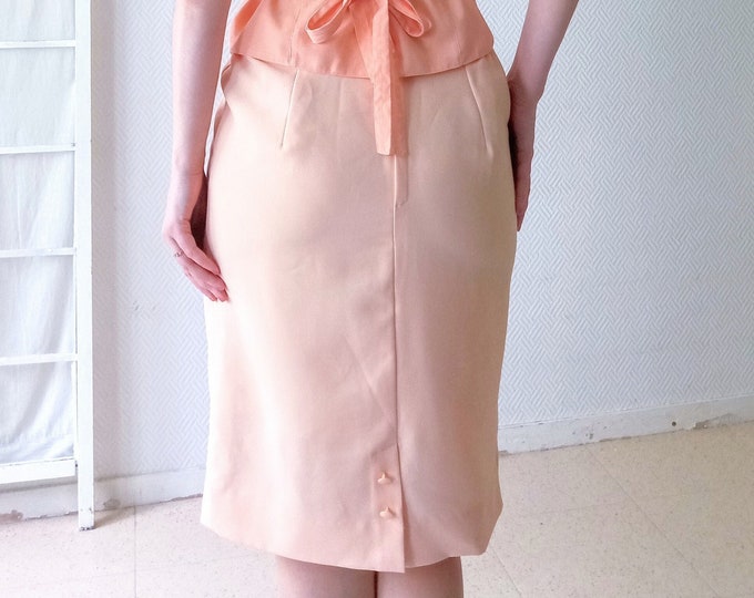 Vintage 80s skirt T42 apricot 50s style// Vintage 1980's does 50's XL apricot skirt