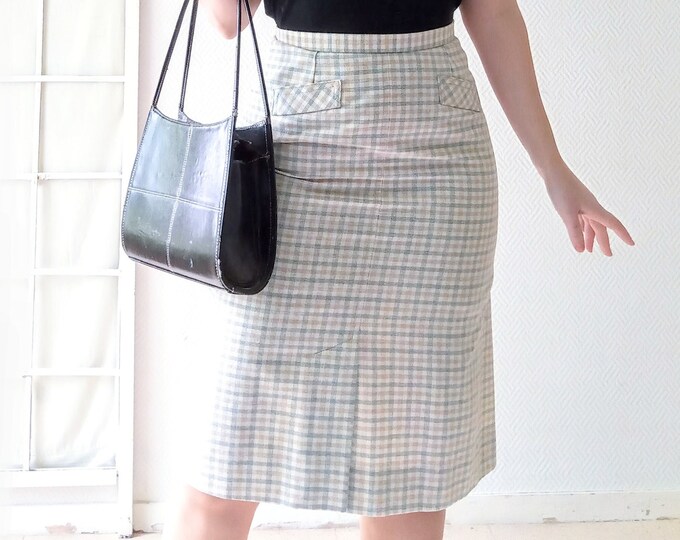 Vintage 80s plaid skirt T36 50s style // Vintage 1980's does 50's S plaid skirt