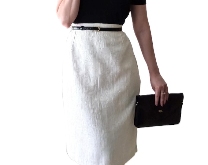 Classic White French Vintage Skirt – 1950s Retro Style, Wedding, Old Money Aesthetic - 90s - Size L/XL