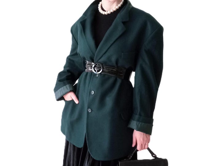 Plus Size Classic Blazer for Men & Women - 80s Vintage - Emerald Green - Retro Style - Made in France - 6×L