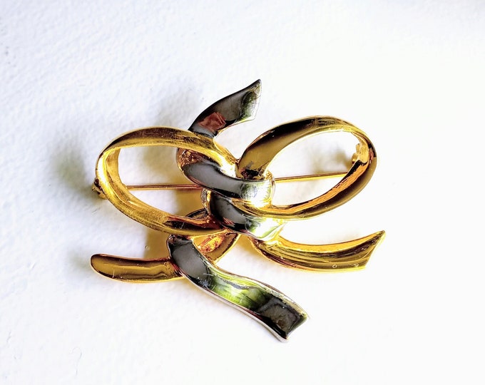 Vintage 80s brooch 40s style intertwined knot //Vintage 1980's does 40's bracelet bow brooch