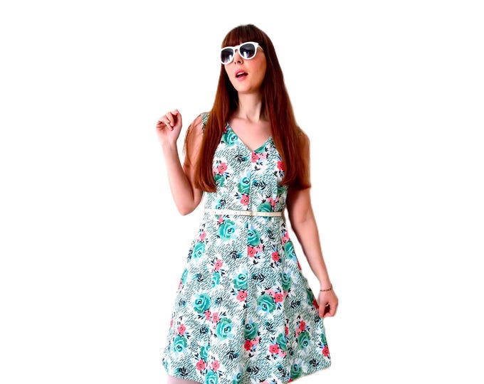 Vintage 60s Floral Dress – Knee-Lenght - Sixties Baby Doll Lolita Style – Size XL