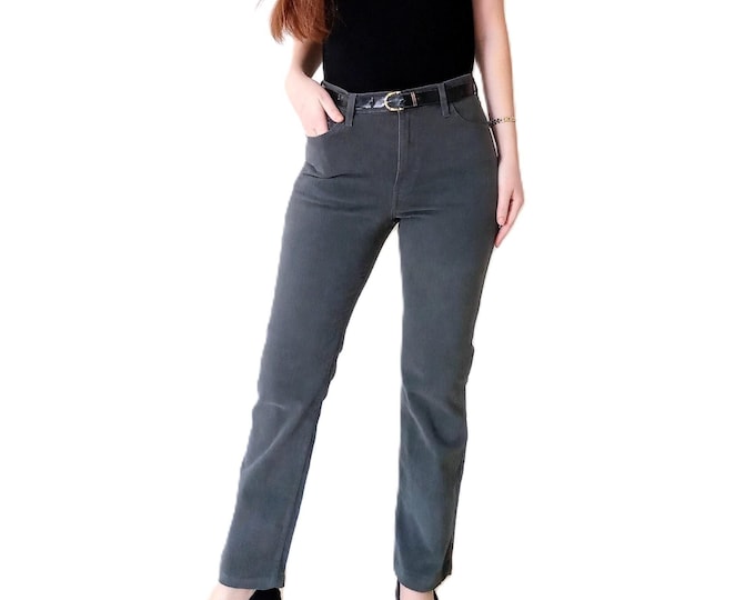 Pantalon sculptant vintage années 90 Pantashop vert bronze coupe droite belle silhouette T38