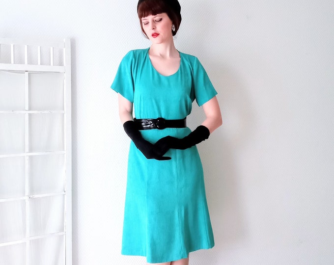 Vintage 80s set T46 green skirt and blouse 40s style // Vintage 1980's does 40's XXXL green set of skirt and blouse