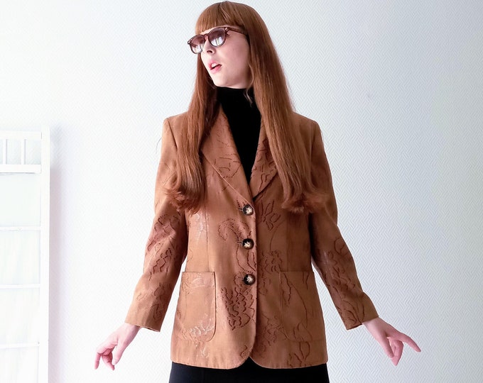 Vintage WEINBERG jacket 80s T42 imitation suede late 60s style //Vintage 1990's does late 60s XL Weinberg faux suede jacket