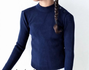 Vintage 60s child unisex deadstock navy blue sweater // Vintage 1960's deadstock blue navy unisex child jumper
