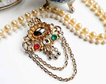 Vintage brooch 1980/'s kittens basket rhinestones style 50 Vintage 1980/'s does 50/'s kitten rhine basketball brooch