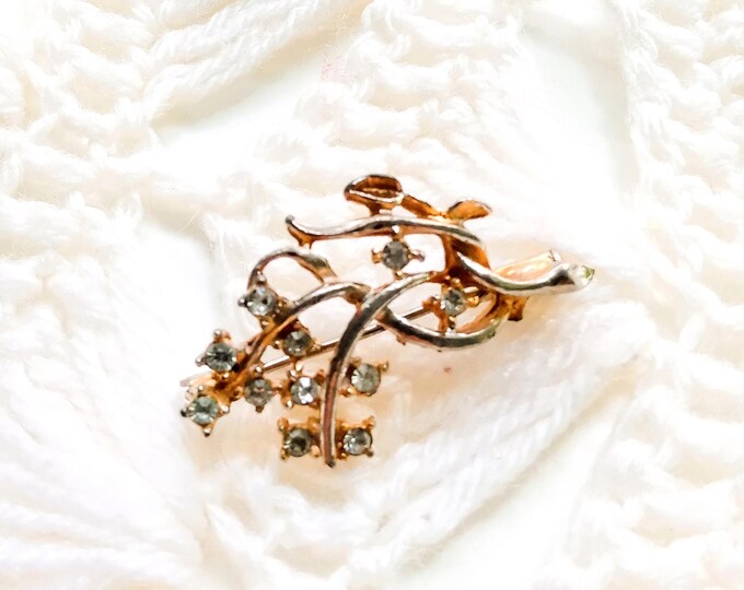 Broche Florale Strass Années 50 - Bijoux Vintage Français- Cadeau Unique Nostalgique