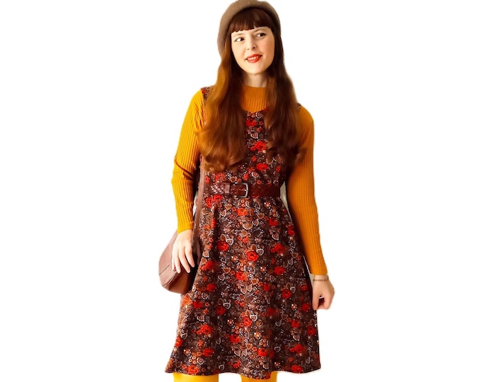 Robe Floral Automnale Vintage Années 70 - Bohème & Hippy - M/L (38/40)