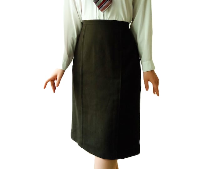 Retro Army Green Midi Skirt - 40's 50's style - Made in France - XL/XXL
