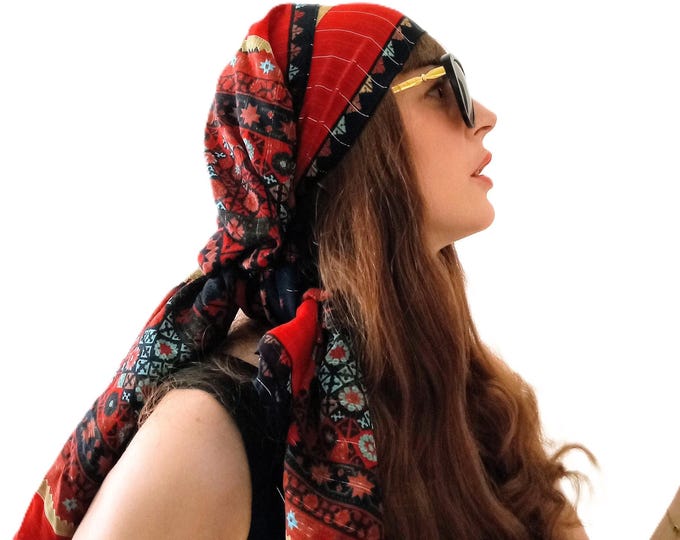 Emanuel Ungaro Haute Couture Shawl – Boho Folklore Caucasian Print Style – Vintage 80s – Made in France – Unique Gift