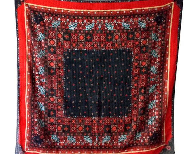 Grand châle vintage Haute Couture française Emanuel Ungaro folklorique Caucase bohème vintage années 80/90