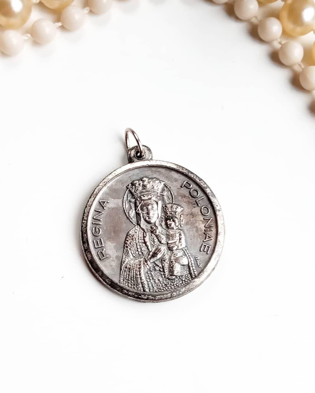 Médaille Religieuse Vintage 1970's Notre-Dame de Czestochowa et Le Pape Jean-Paul Ii