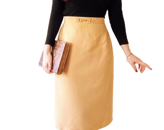 Retro Plus Size Wool Skirt – Winter – Peach color – 50s Style – Vintage 80's – Large 4XL/5XL