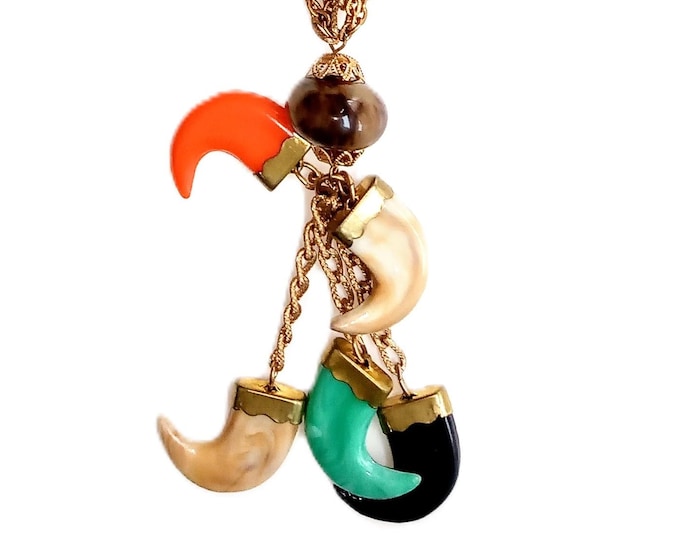 Sophisticated Horn Charm Necklace – Roberto Cavalli Inspired - Vintage 1970s - Lucky Amulet for Women - Unique Gift for Women