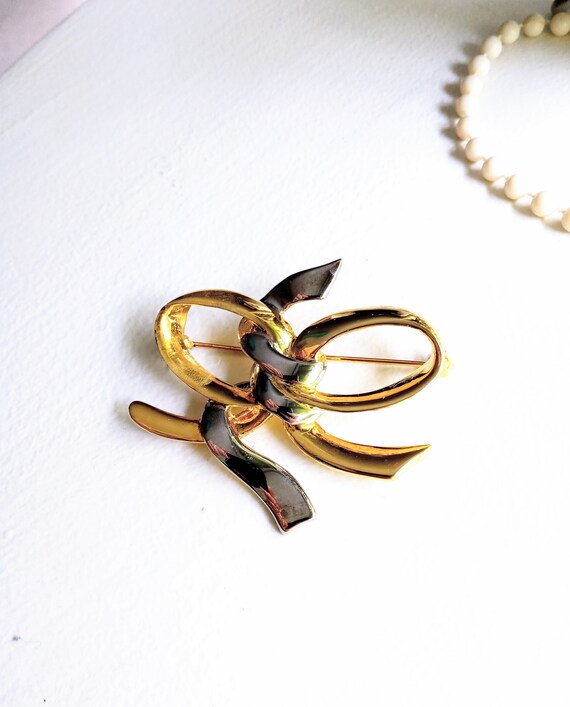 Vintage 80s brooch 40s style intertwined knot //V… - image 3